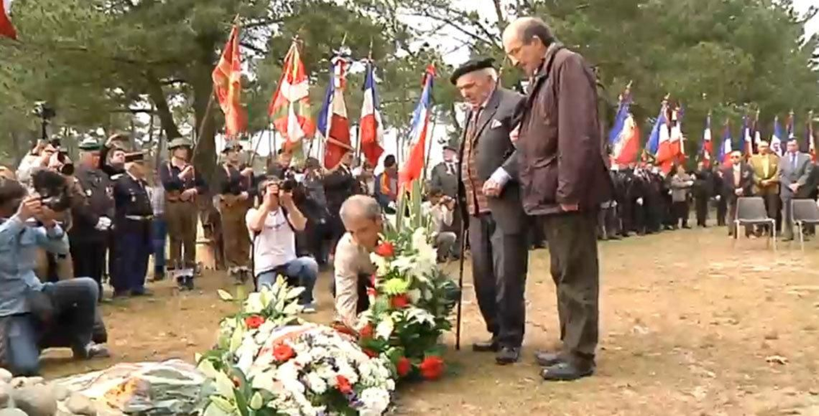 Un momento del homenaje a los gudaris vascos que lucharon contra el nazismo.