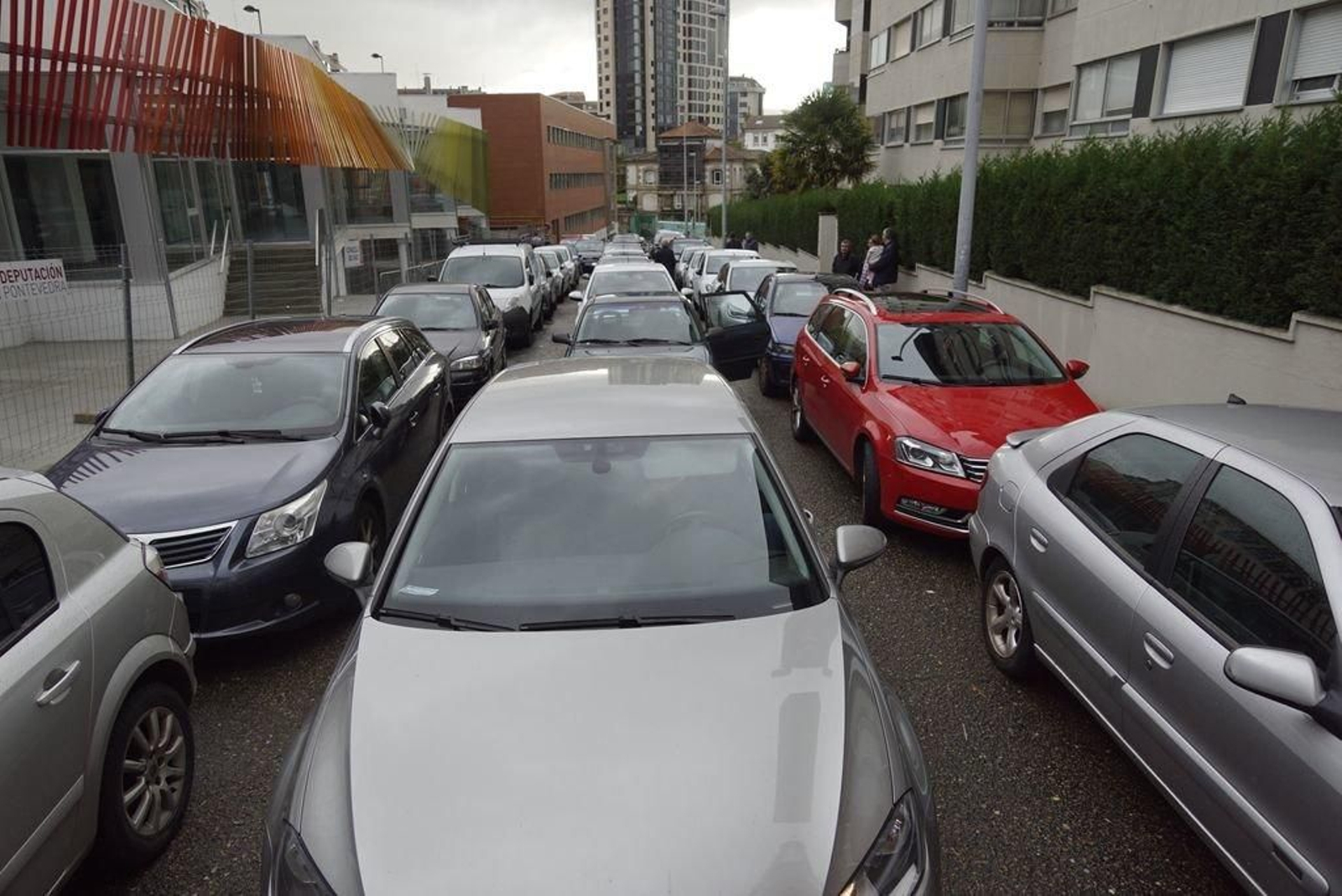 La cola de vehículos atrapados.