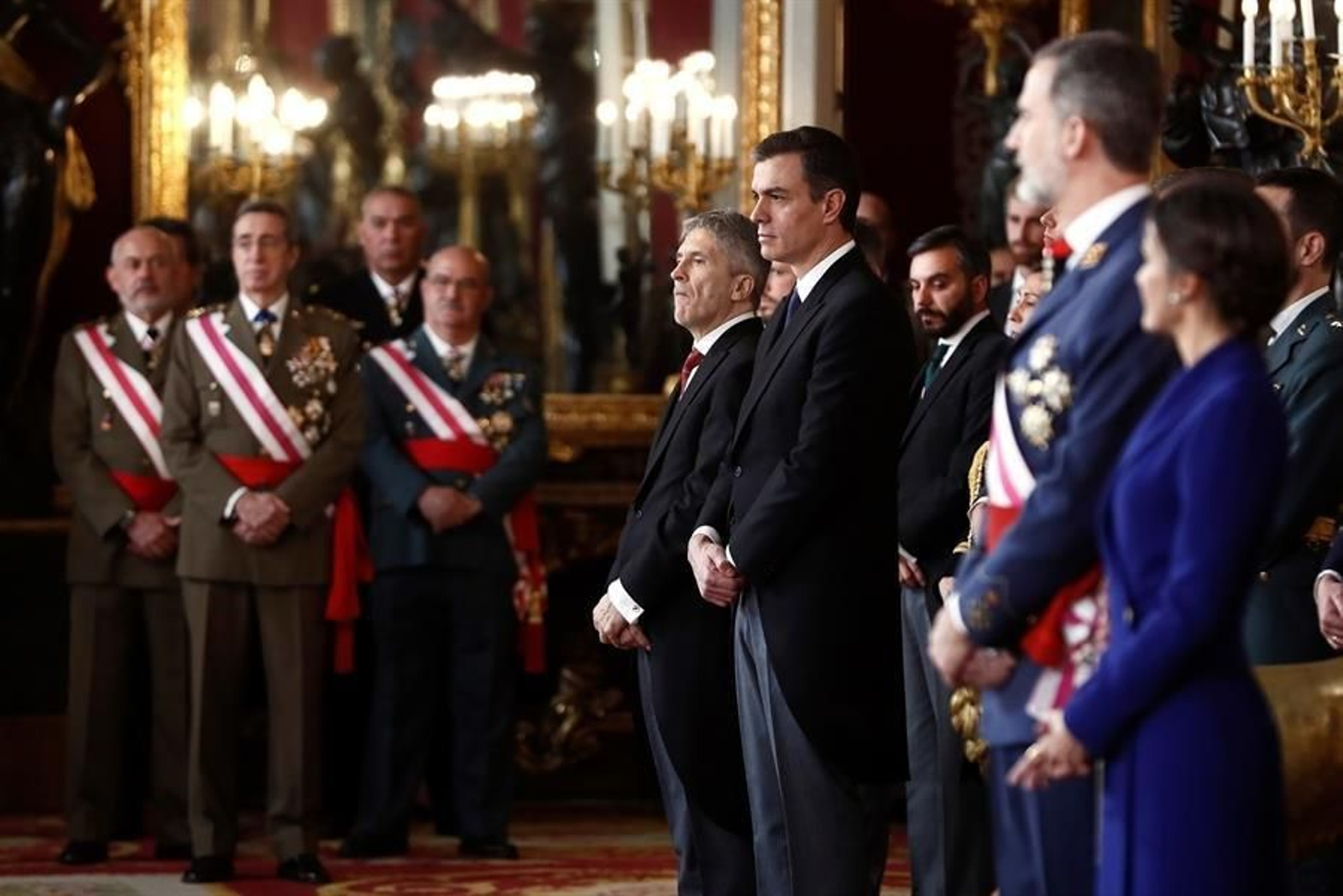 Los reyes Felipe VI y Letizia, durante la celebración de la Pascua Militar