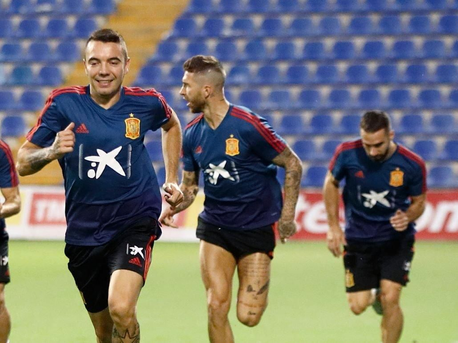 El céltico Iago Aspas, durante el entrenamiento de ayer en el estadio Martínez Valero.