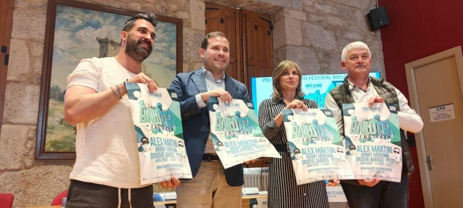 David Vázquez, Jorge Cubela, Nava Castro y Juan Carlos G. Carrera, presentando ayer ‘Bailotea’ .