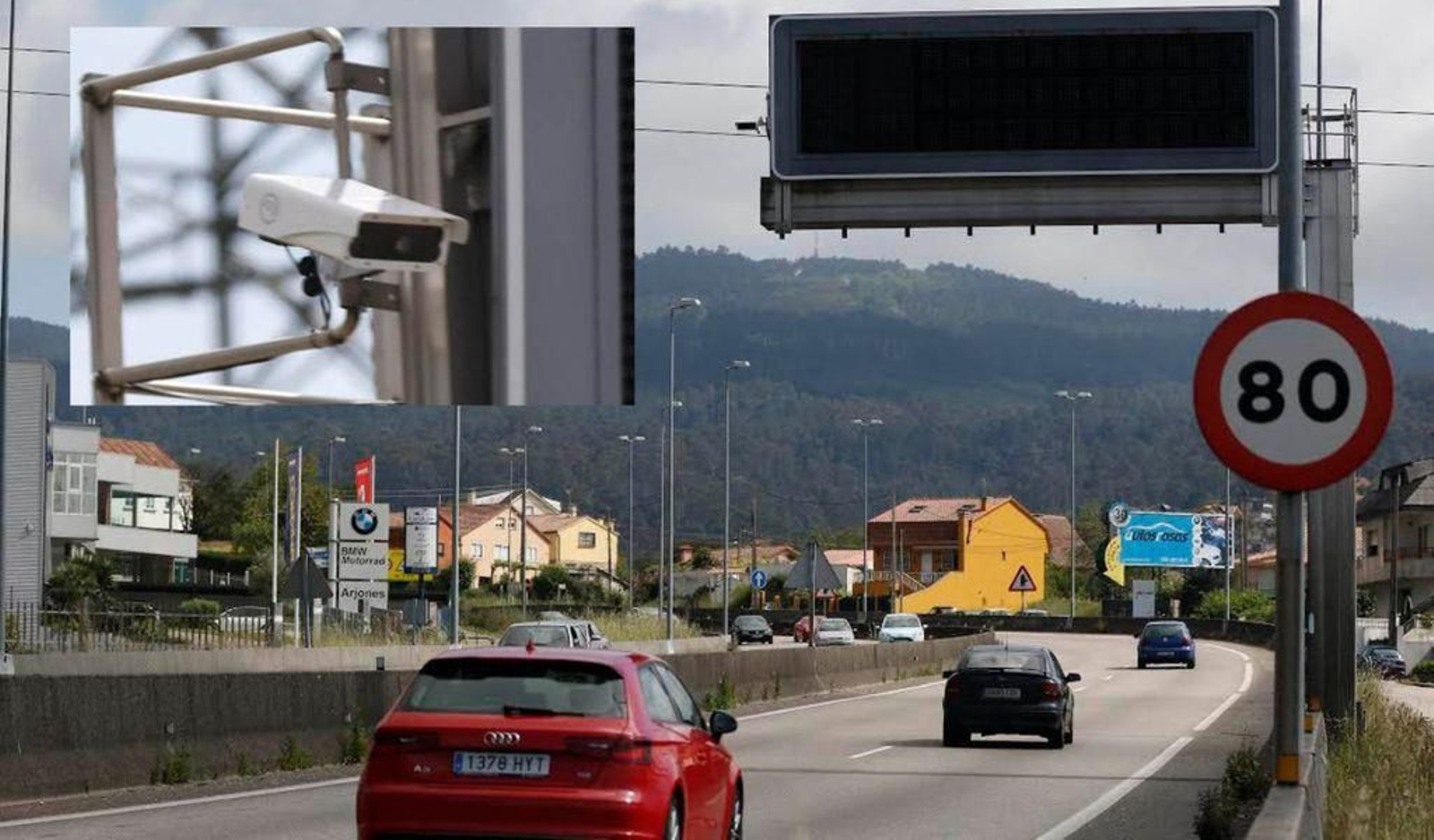 La cámara de Tráfico se sitúa al comienzo e la autovía entre Vigo y Porriño.