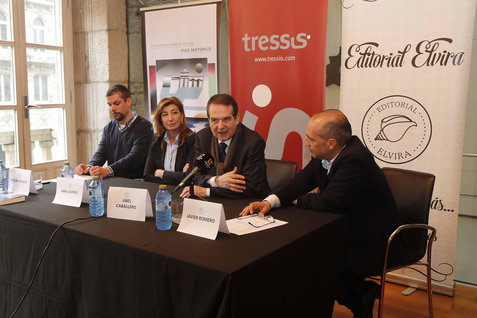 Jacobo Buceta, Sara Alonso, Abel Caballero y Javier Romero ayer en la presentación.