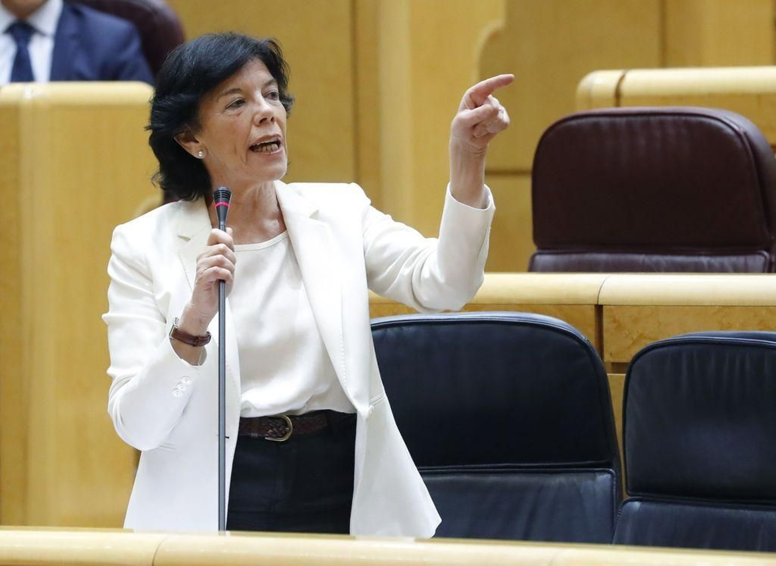 La ministra de Educación, Isabel Celaá, el martes en la sesión de control al Gobierno en el Senado.