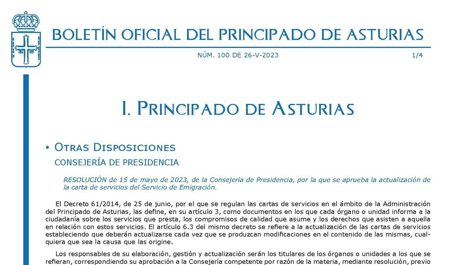 Asturias Emigración Carta de servicios