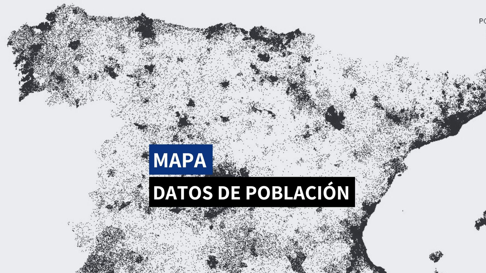 Mapa de población en España.