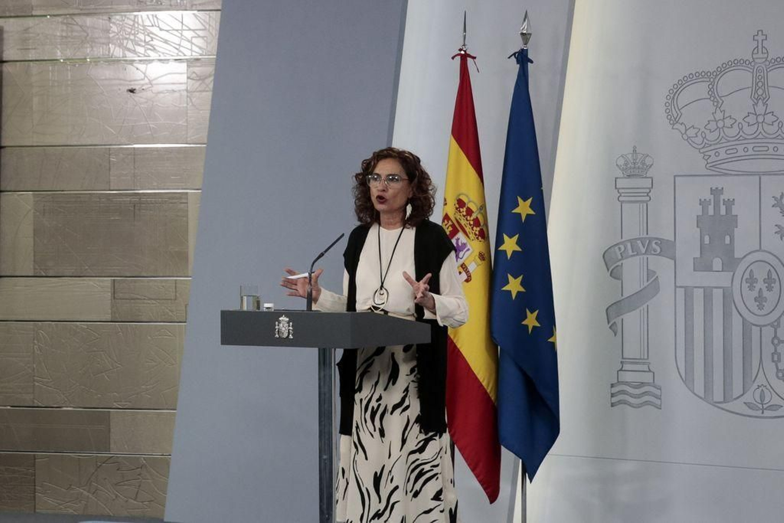 La ministra Portavoz, durante la comparecencia vespertina de ayer.