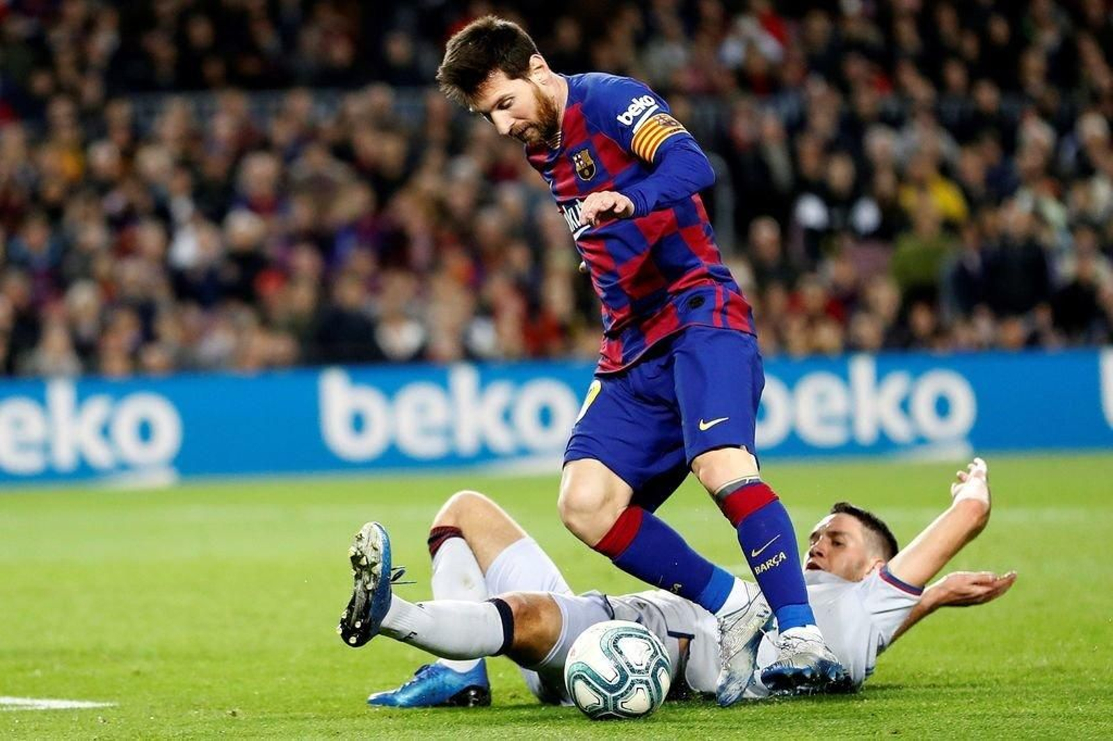 El argentino Leo Messi ejerció ayer de capitán culé.