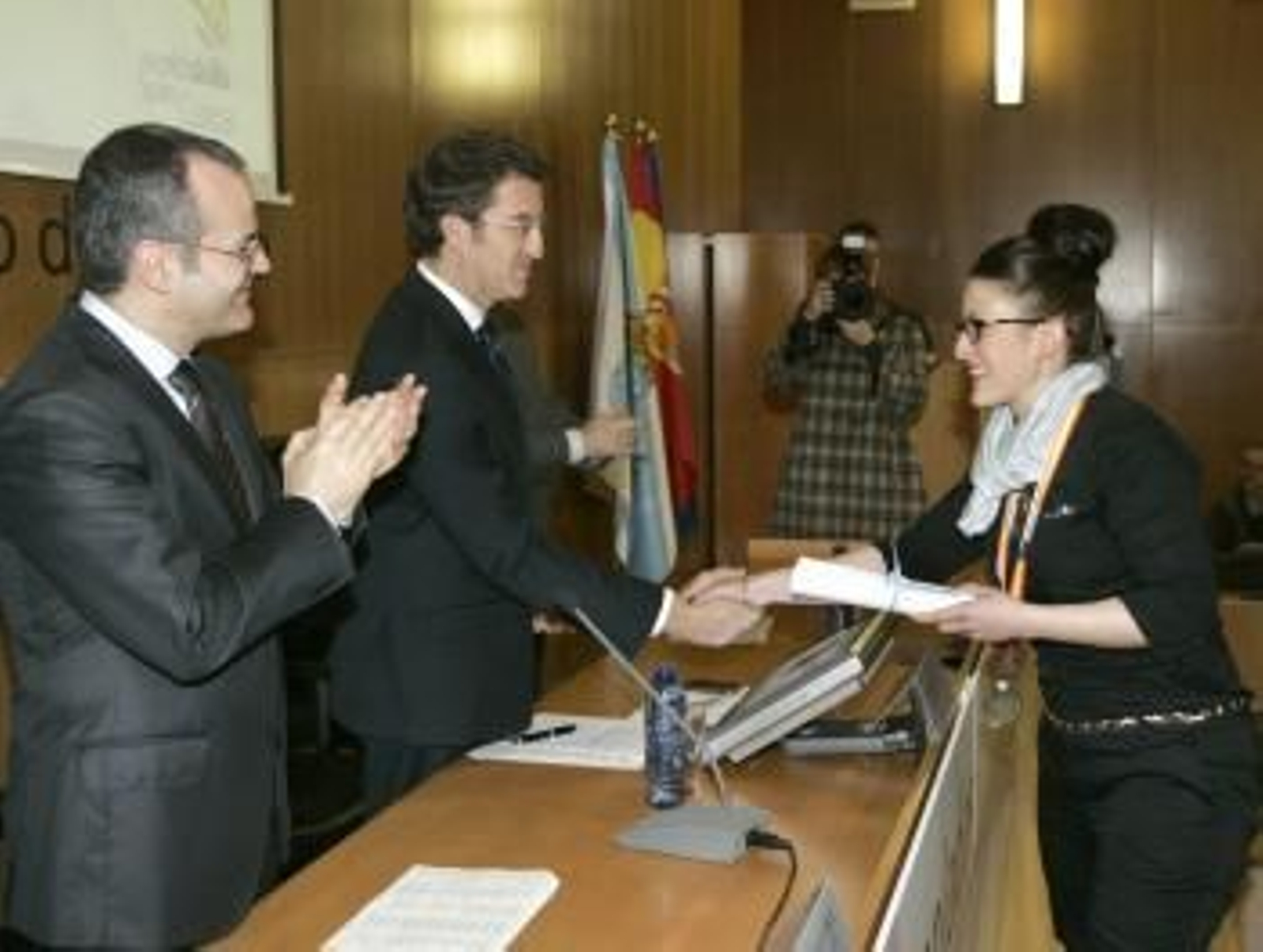 El presidente de la Xunta de Galicia, Alberto Núñez Feijóo esta mañana en Santiago de Compostela.