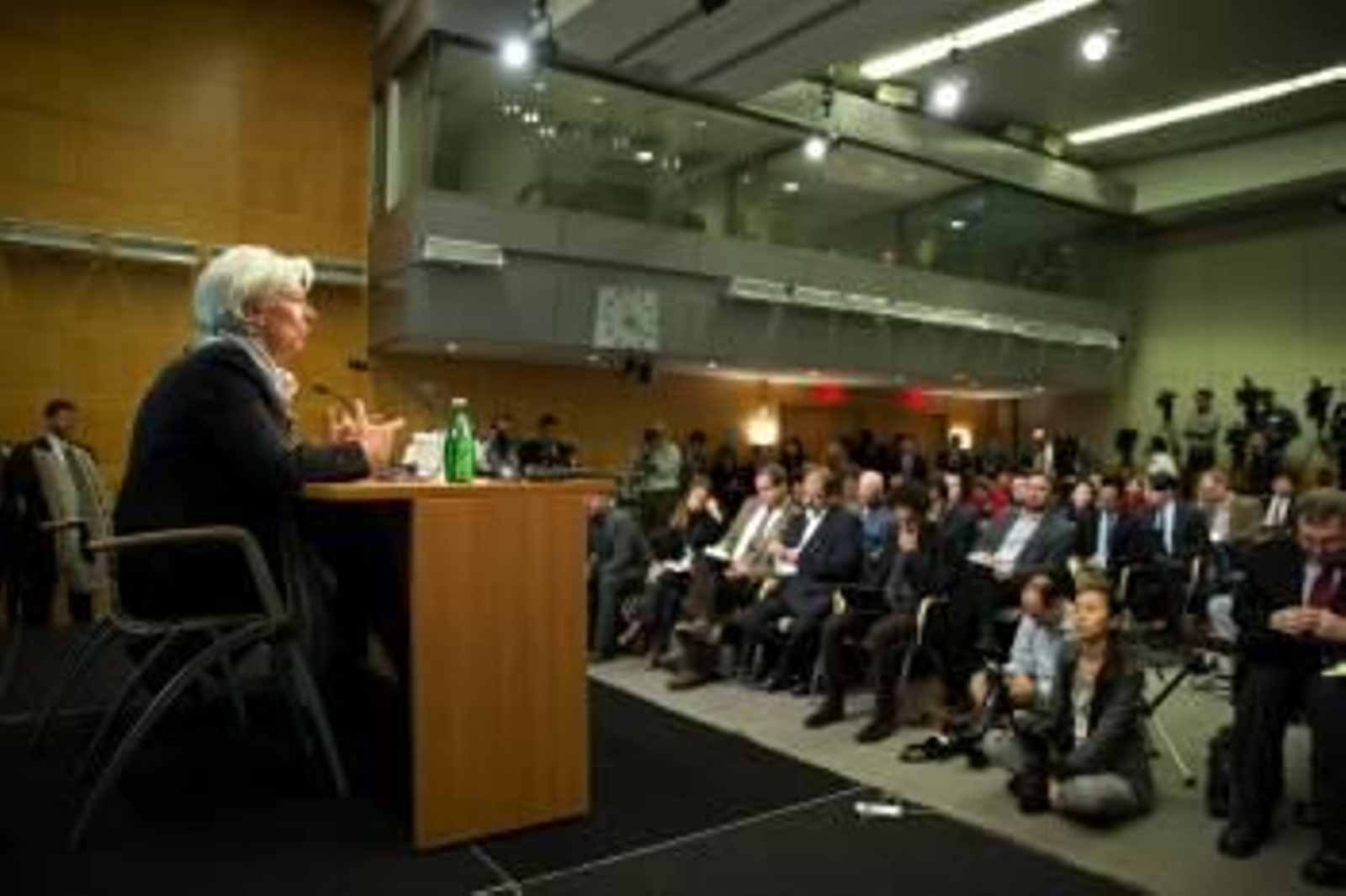 Lagarde, durante su comparecencia ante los medios de comunicación en Washington. (Foto: STEPHEN JAFFE)