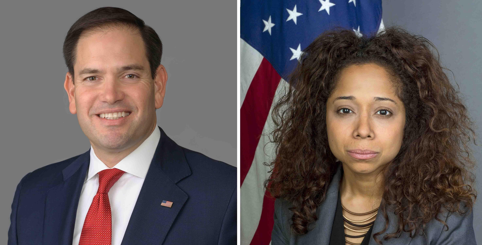 Combinación de dos fotografías oficiales cedidas donde aparece el senador republicano de origen cubano, Marco Rubio, y la abogada y diplomática estadounidense dominicana, Julissa Reynoso. EFE/ Us Senate/us Embassy Uruguay