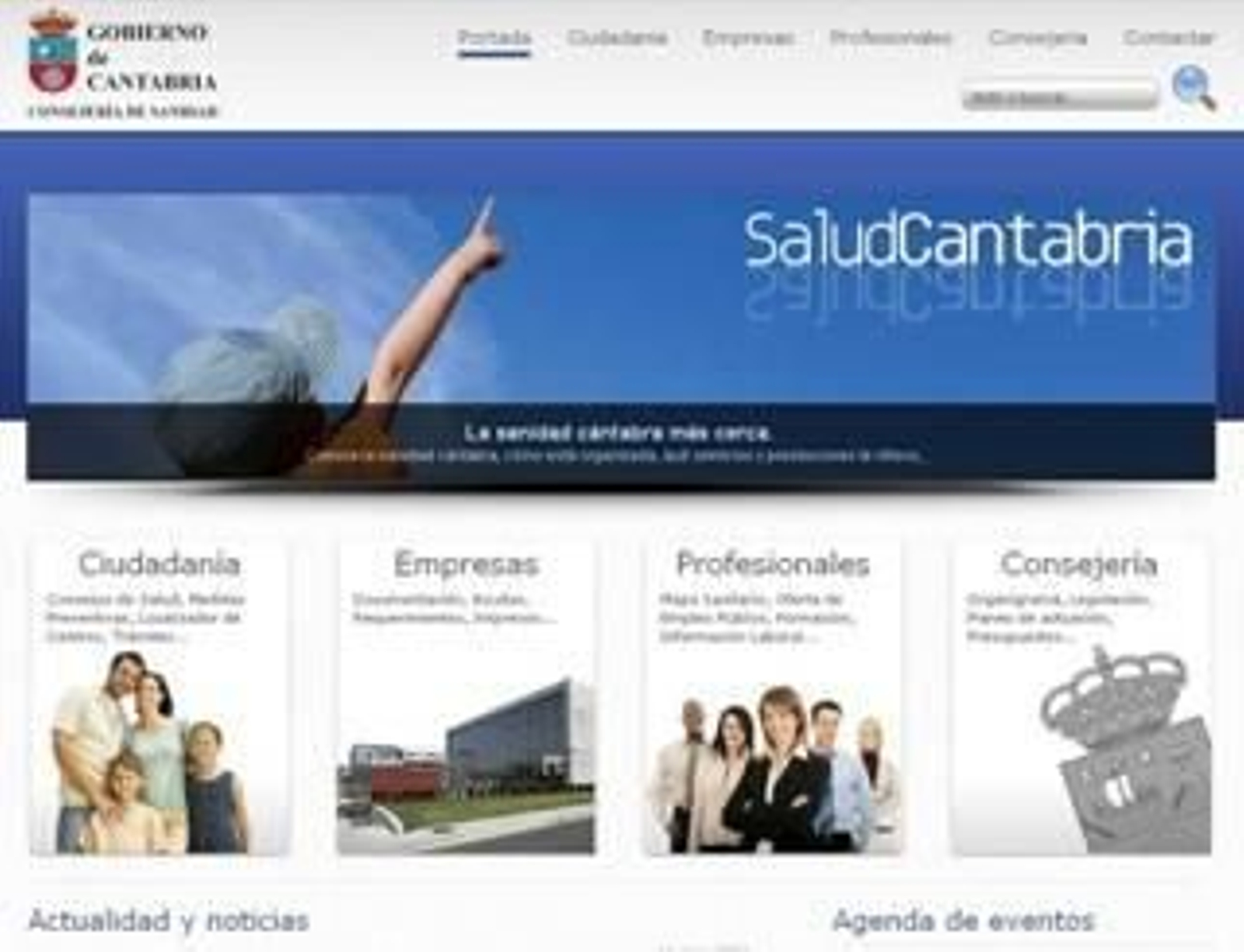 Imagen de la nueva página web de Sanidad.