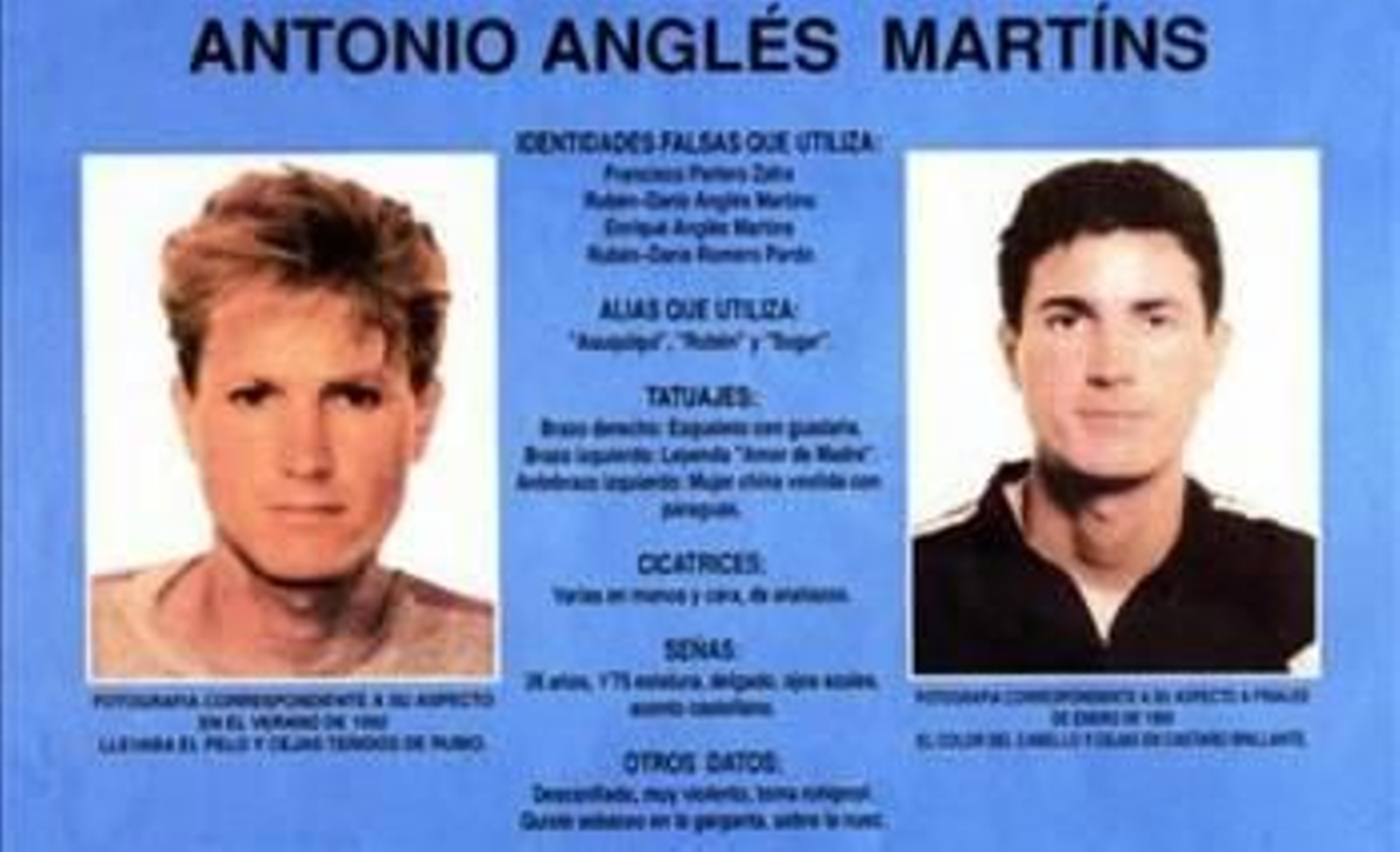 Imagen de la ficha policial de Antonio Anglés, considerado autor material del crimen. (Foto: ARCHIVO)