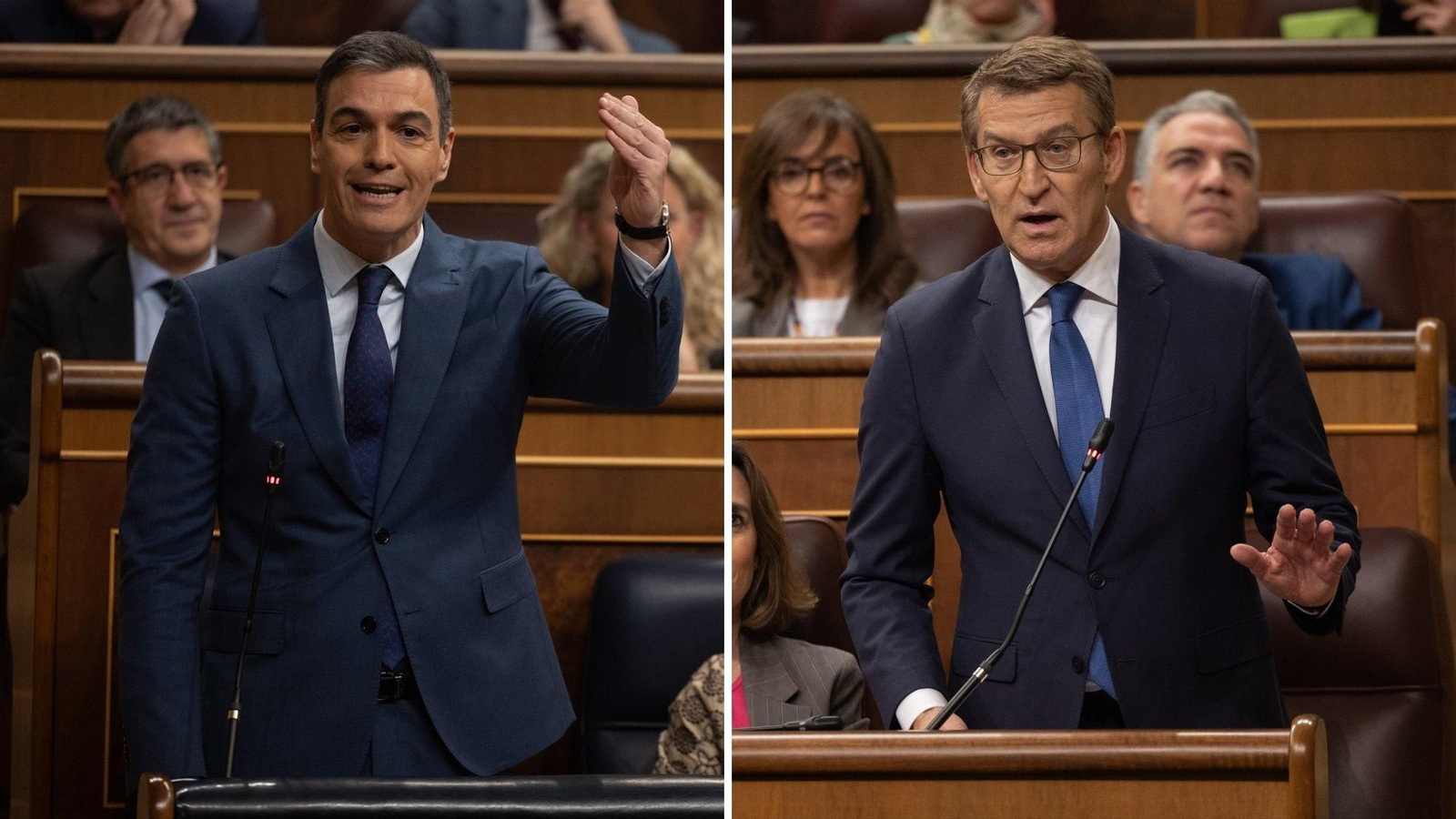 Pedro Sánchez y Alberto Núñez-Feijóo. // EP