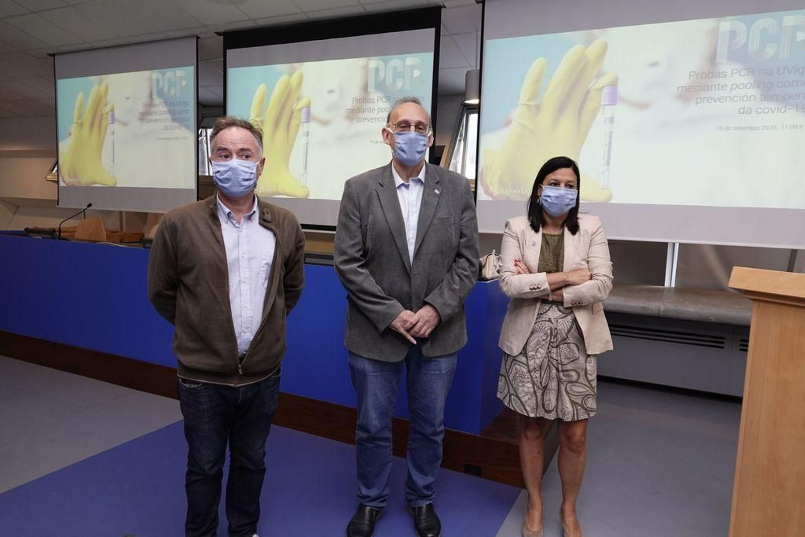 José Luis Míguez, Manuel Reigosa y Belén Rubio en la presentación de las nuevas medidas.