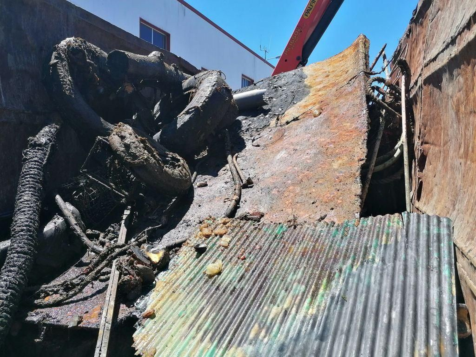Algunos de los restos extraídos de las dársenas portuarias, en los trabajos de limpieza.