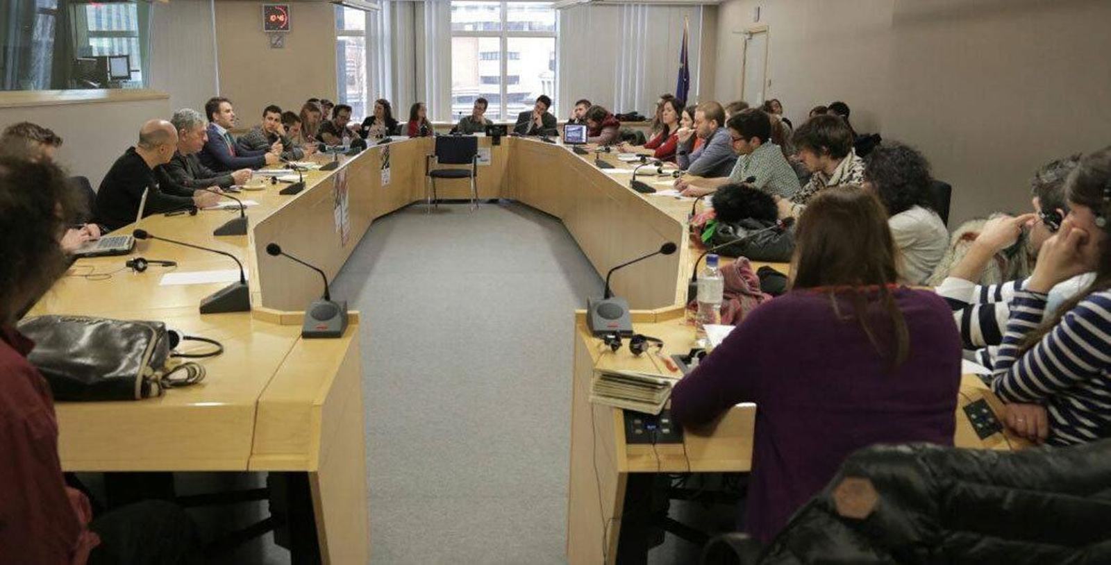 Miembros de la Marea Granate, durante las jornadas “Juventud y Exilio: por el derecho a volver”.