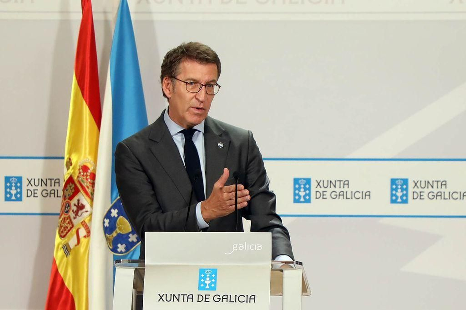 Núñez Feijóo durante la rueda de prensa posterior al Consello de la Xunta.