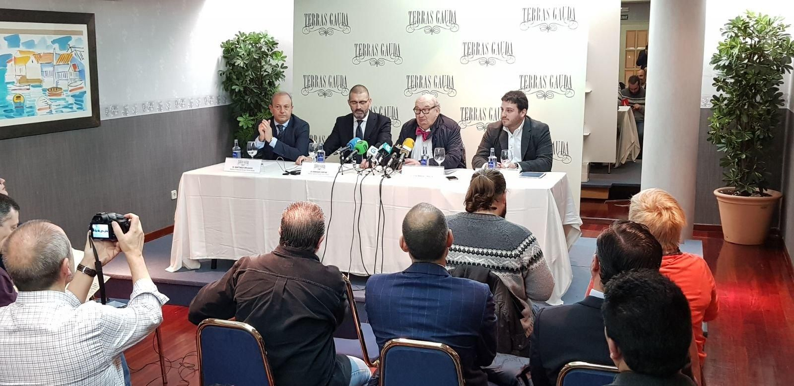 Santiago Delgado, Enrique Costas, José María Fonseca  Antón Fonseca en la presentación de la nueva bodega adquirida por Terras Gauda