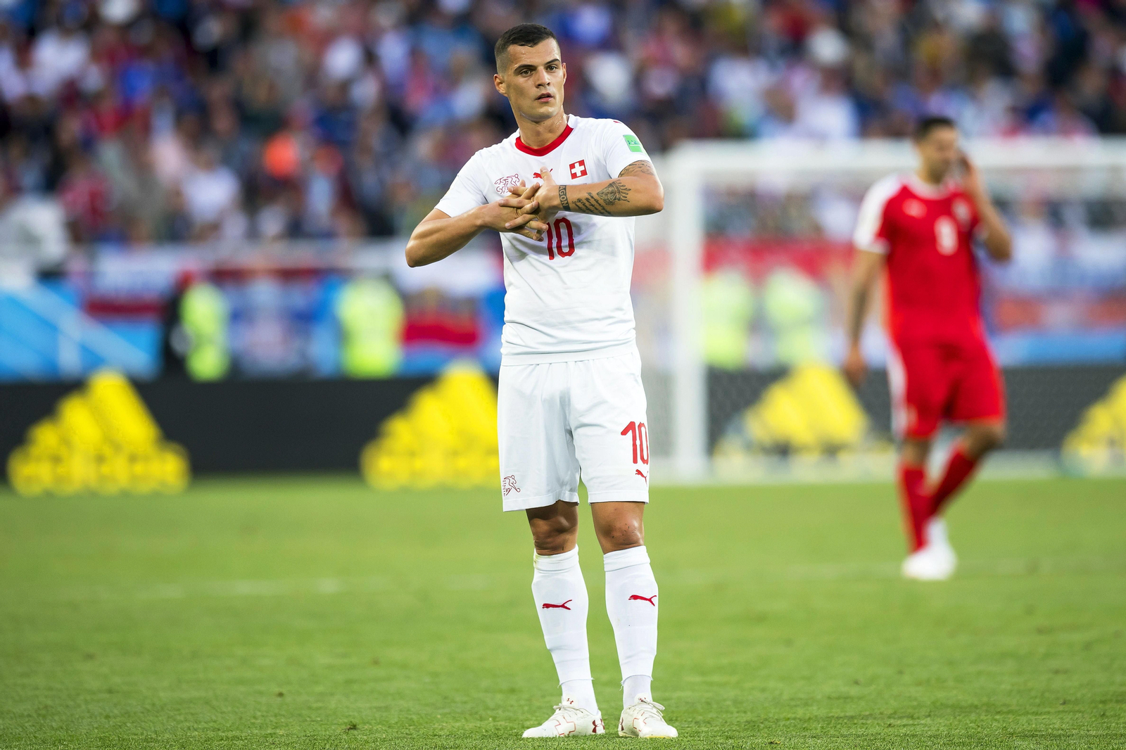 Xhaka, en el partido de ayer.