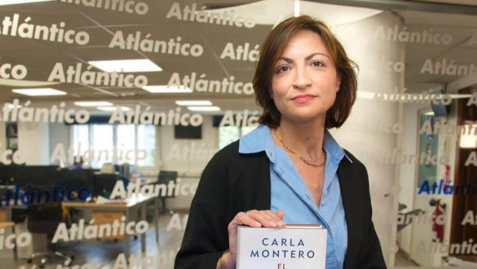 Carla Montero, ayer, en el set de Atlántico TV.