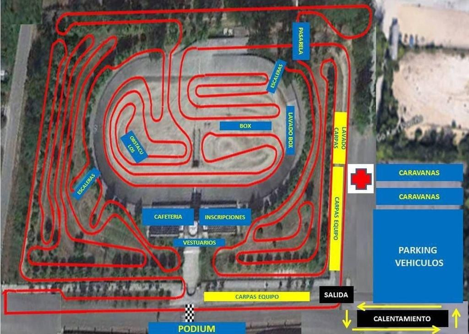 Plano do trazado do percorrido confeccionado no velódromo do Porriño polo Avanza.