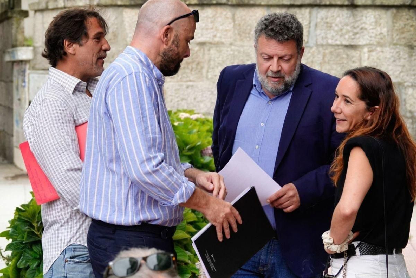 Abogados y hermanos de Déborah durante la última comparecencia pública en julio pasado.