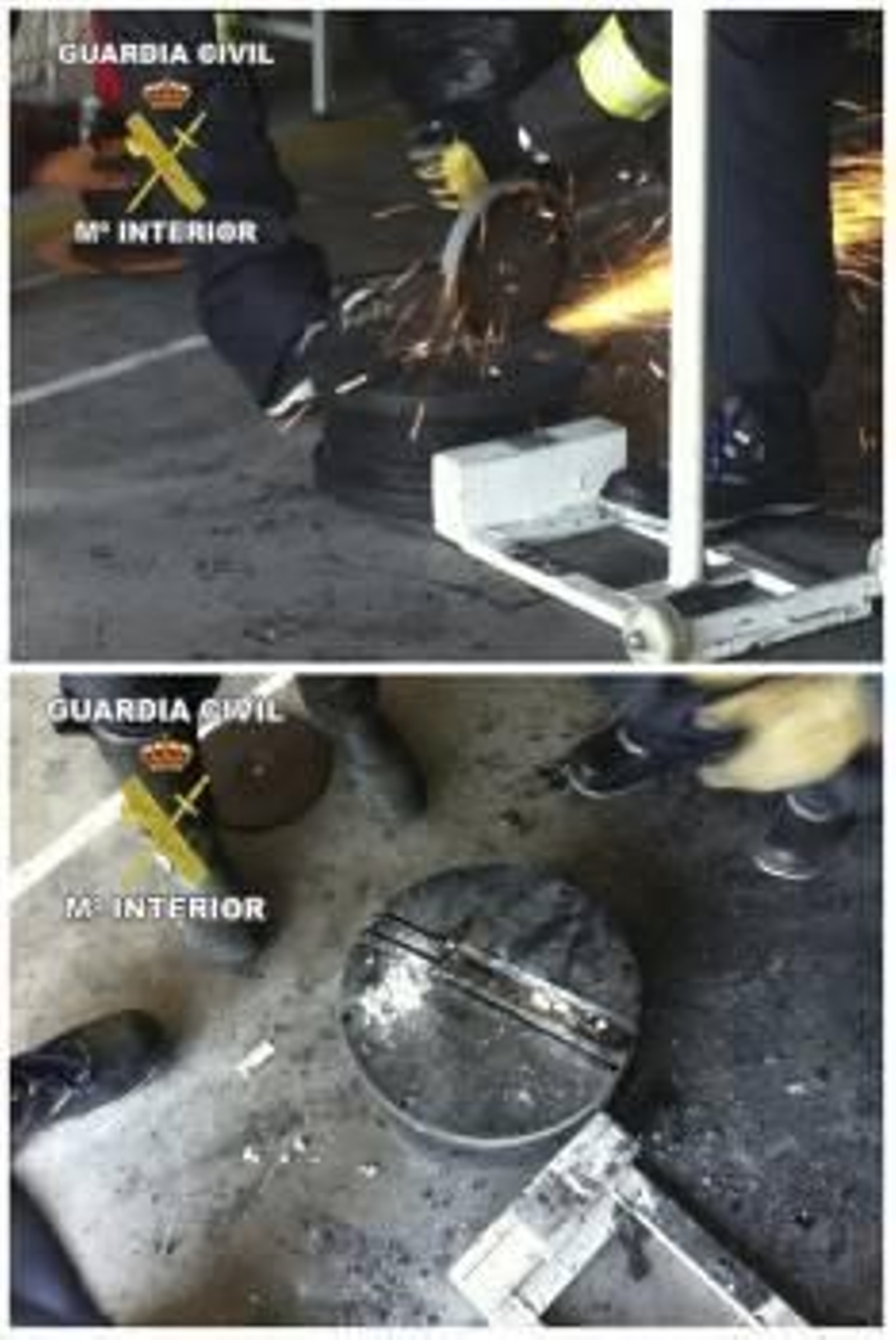 Fotografía facilitada por la Guardia Civil tras la intervención en el aeropuerto madrileño de Barajas de 23 kilos de cocaína que transportaba en el interior de una pieza de construcción, conocida como bobina 'antisísmica', un viajero peruano que llegó a M