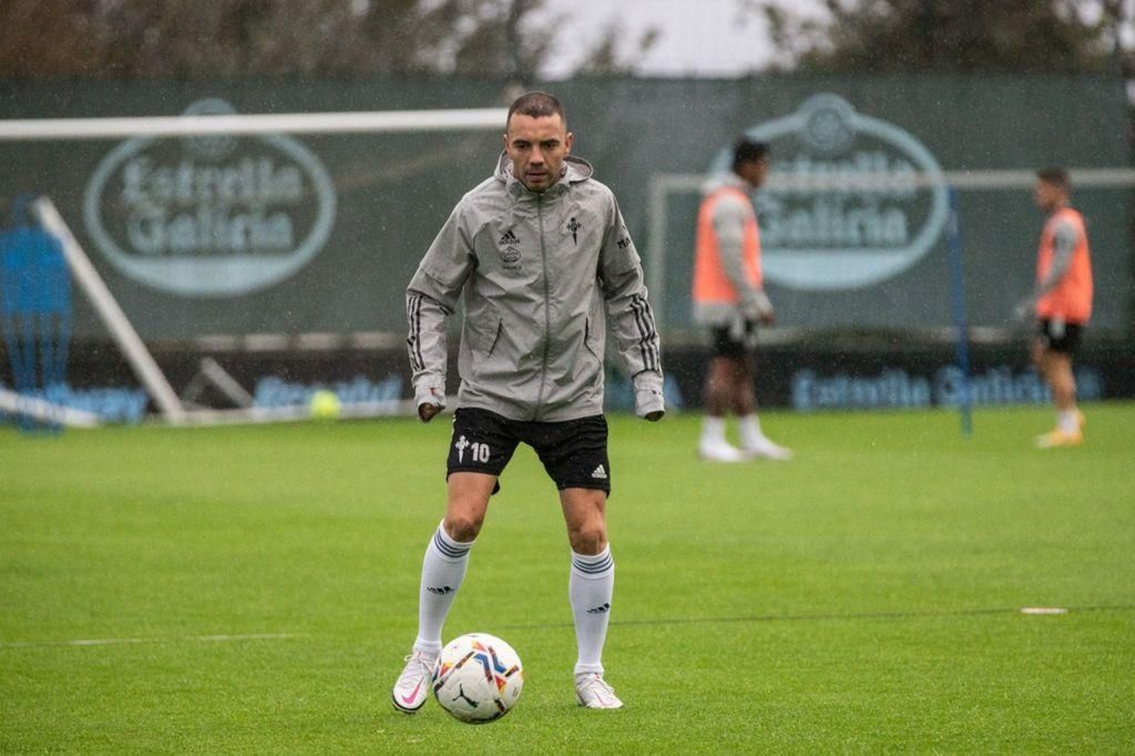 Iago Aspas, en el entrenamiento del pasado miércoles en A Madroa.