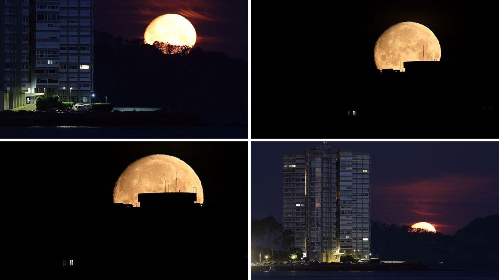 'Luna rosa' sobre la isla de Toralla. // Alberte