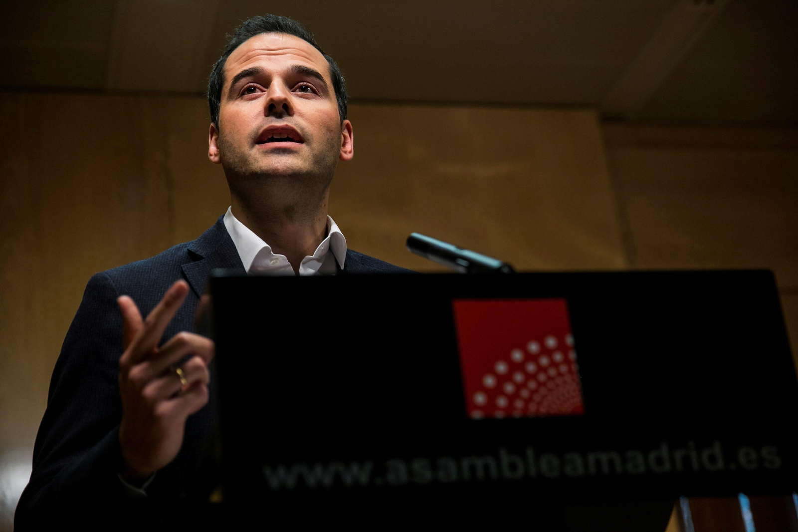 Ignacio Aguado, portavoz de Ciudadanos en la Asamblea de Madrid, durante la rueda de prensa.