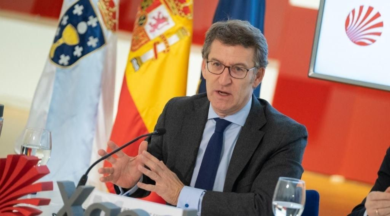 El presidente de la Xunta, Alberto Núñez Feijóo, durante la presentación de la programación del Xacobeo 2021.