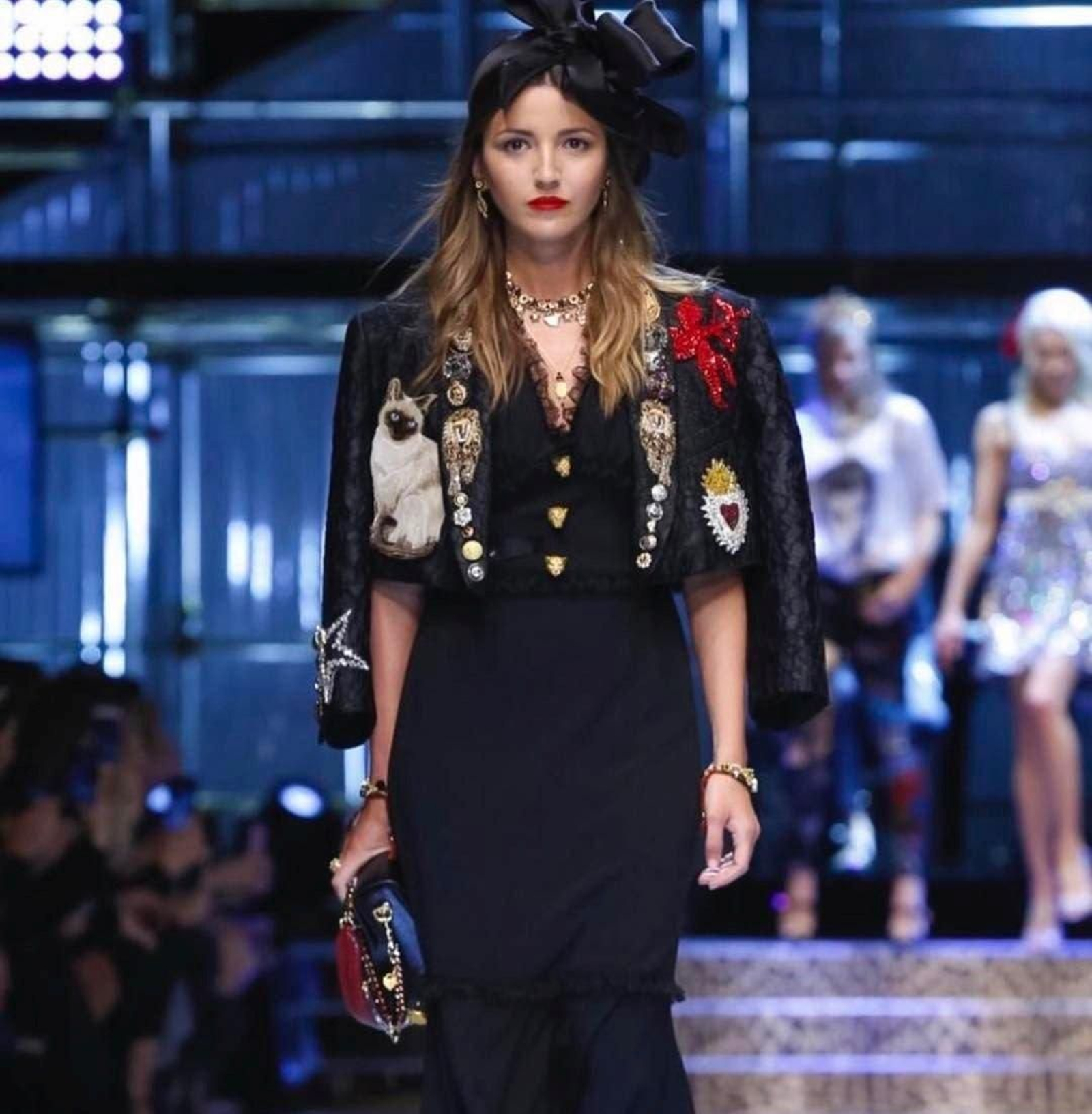 La bloggera viguesa durante su desfile en la pasarela de Milán.
