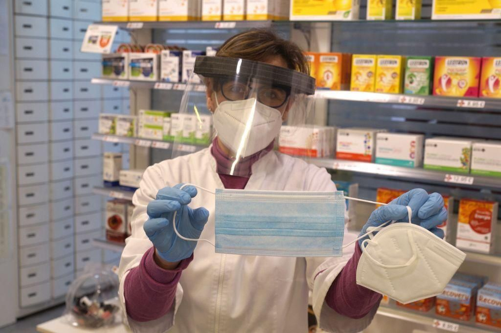 Mascarillas desechables, las más utilizadas.