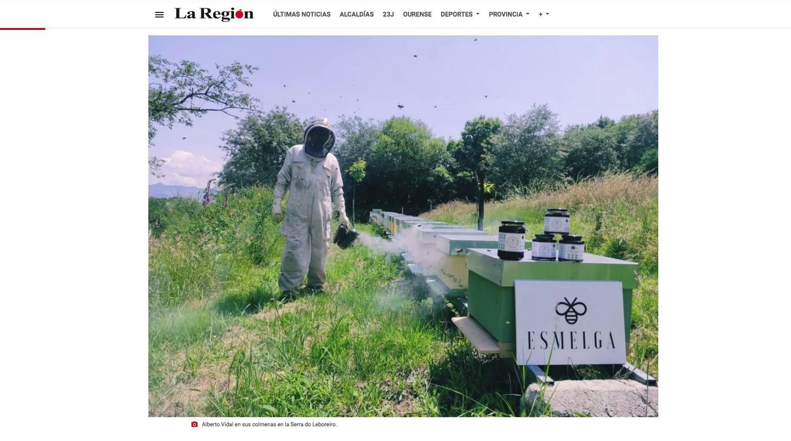 Alberto Vidal en sus colmenas en la Serra do Leboreiro