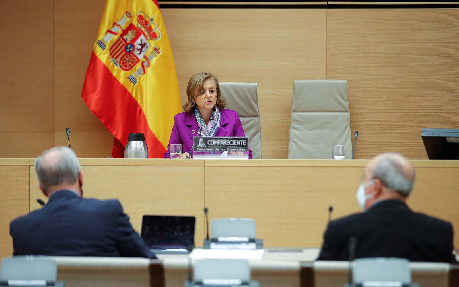La secretaria de Estado de Asuntos Exteriores y para Iberoamérica y el Caribe, Cristina Gallach, compareciendo ante la comisión de Cooperación Internacional para el Desarrollo del Congreso. EFE/Emilio Naranjo/POOL