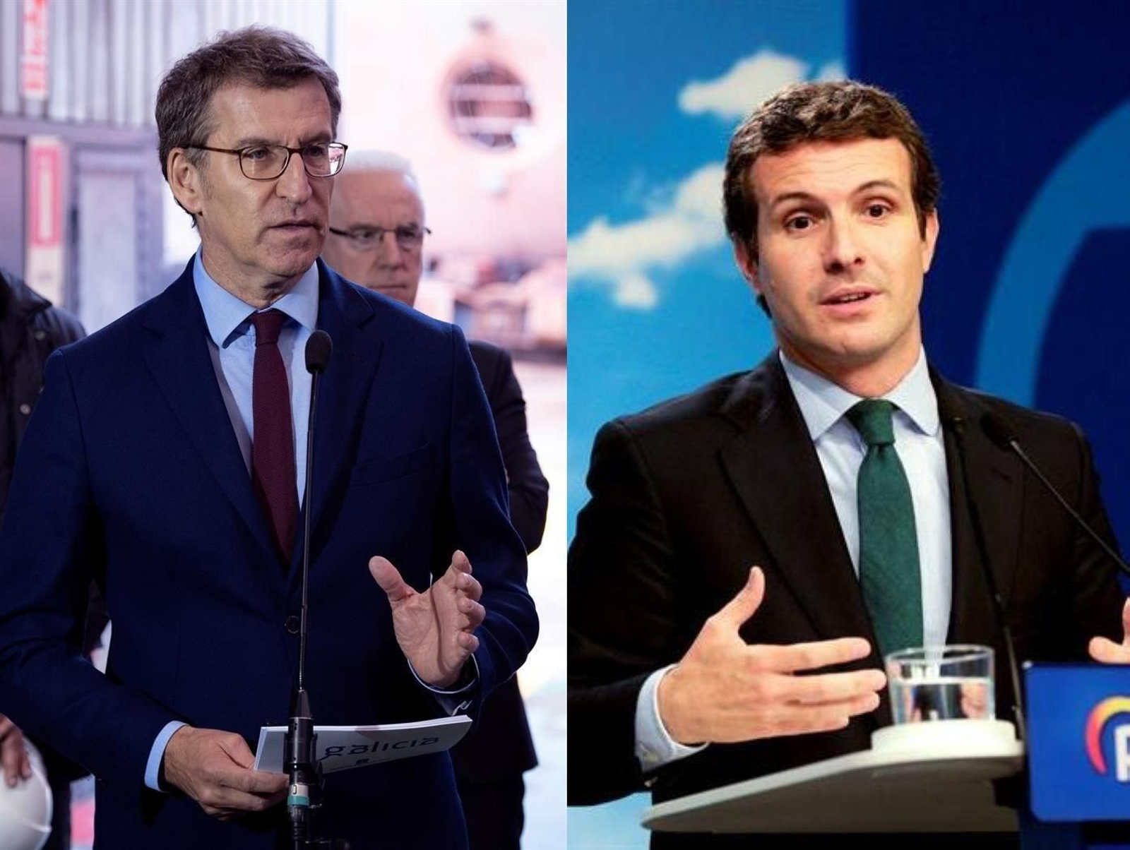 El presidente de la Xunta, Alberto Núñez Feijóo, y el líder del PP, Pablo Casado