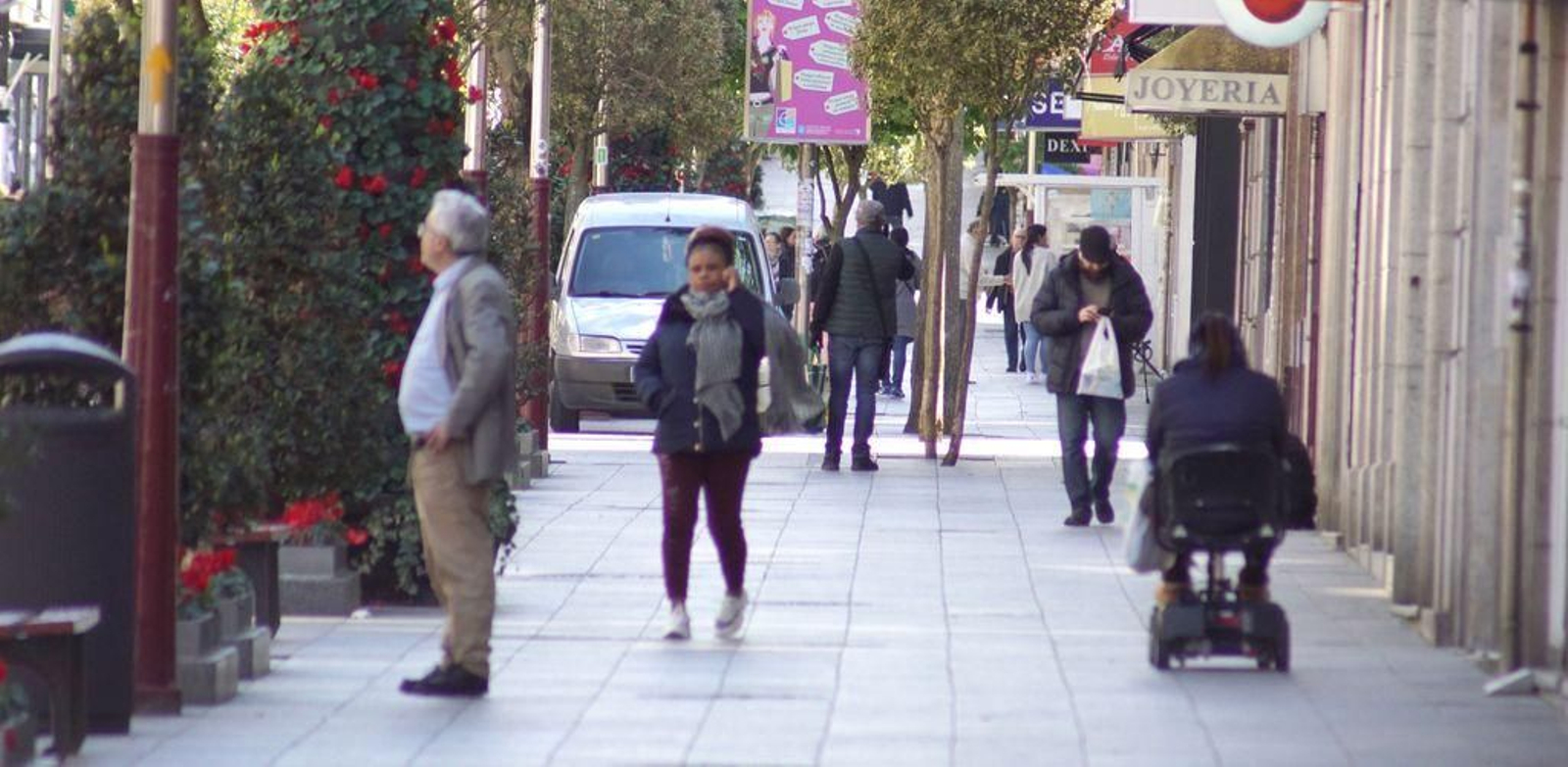 O Calvario, en su tramo peatonal, una de las zonas comerciales clásicas de Vigo.
