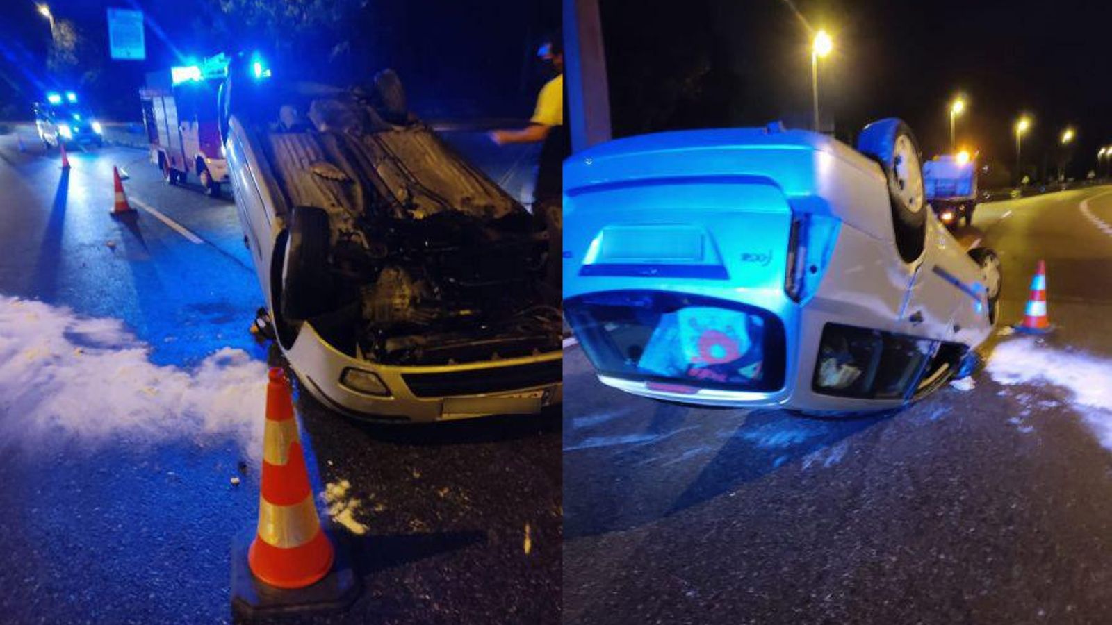 El vehículo que conducía perdió el control, chocó contra el quitamiedos y acabó volcado en la vía