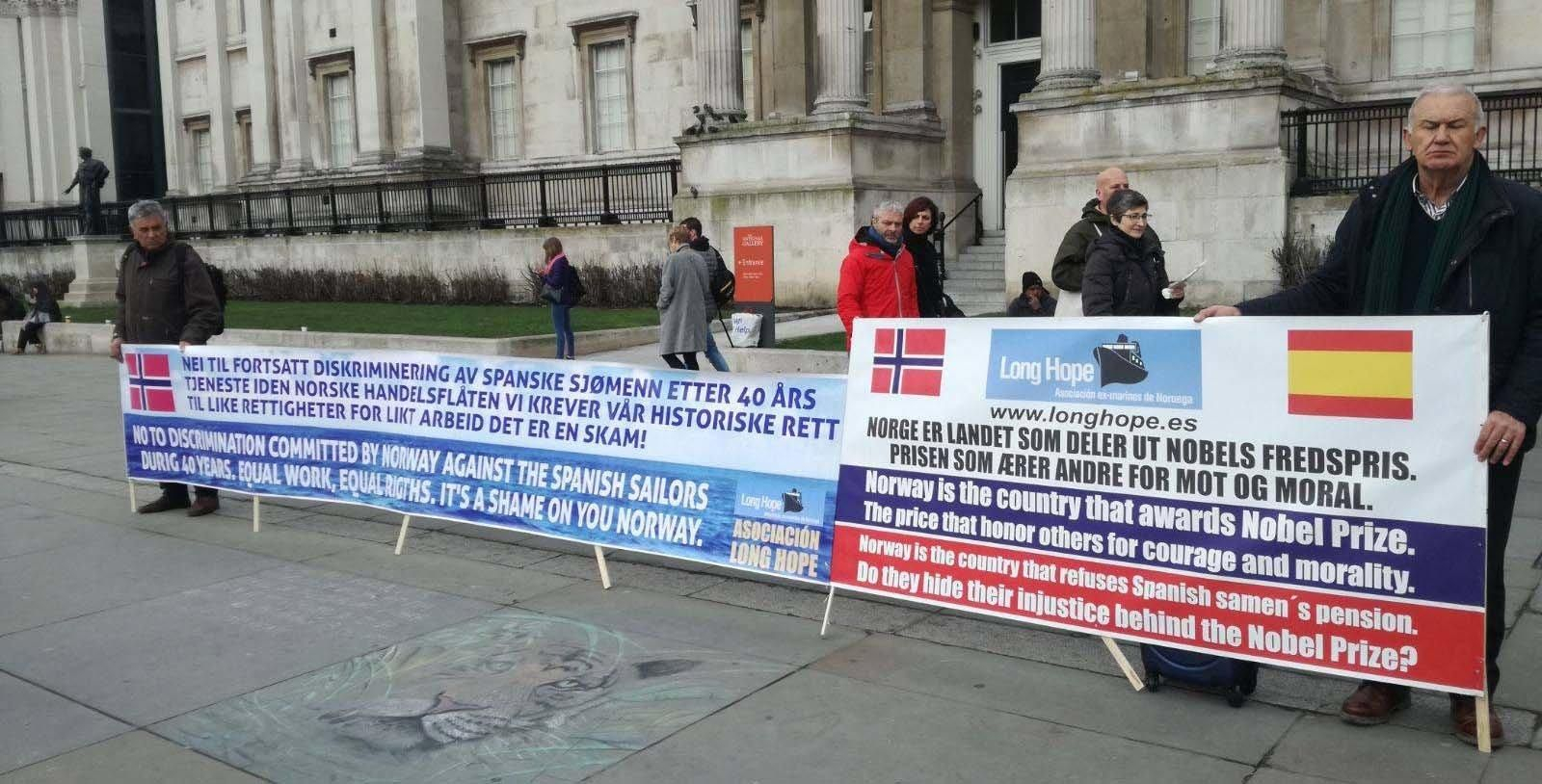 Las reivindicaciones de Long Hope llegaron hasta la londinense plaza de Trafalgar Square.