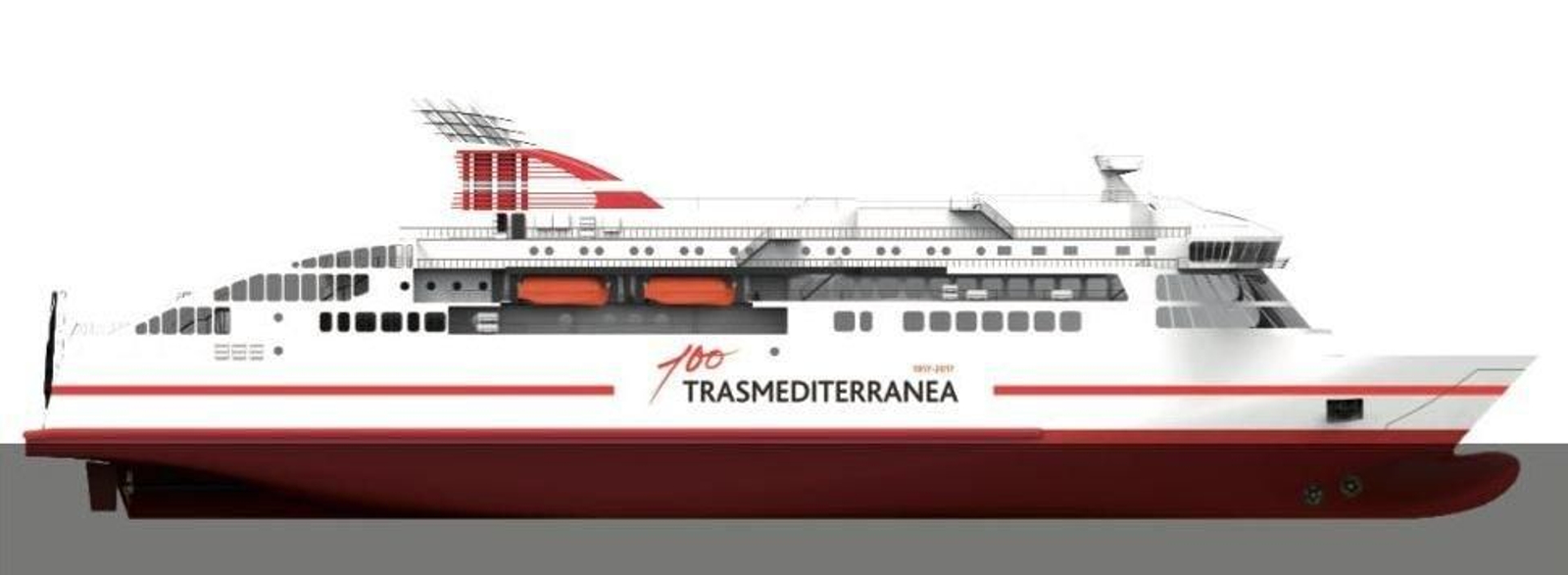 Infografía del ferry que construye Vulcano para Trasmediterránea