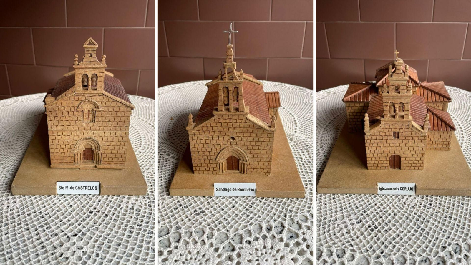 Las iglesias de Castrelos, Bembrive y Coruxo hechas en madera.