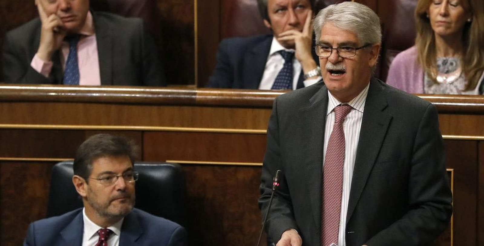 El ministro de Asuntos Exteriores y de Cooperación, Alfonso Dastis durante su intervención en el Congreso