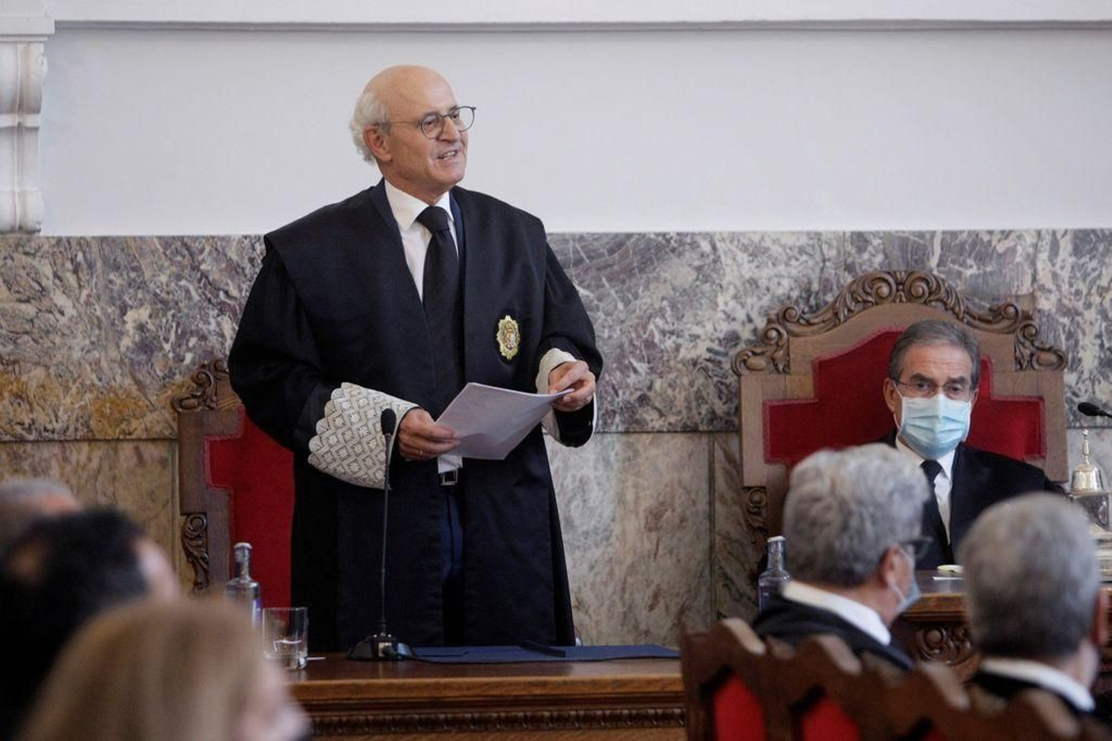 Suanzes, durante su intervención en la apertura del año judicial, en presencia de Gómez y Díaz-Castroverde.