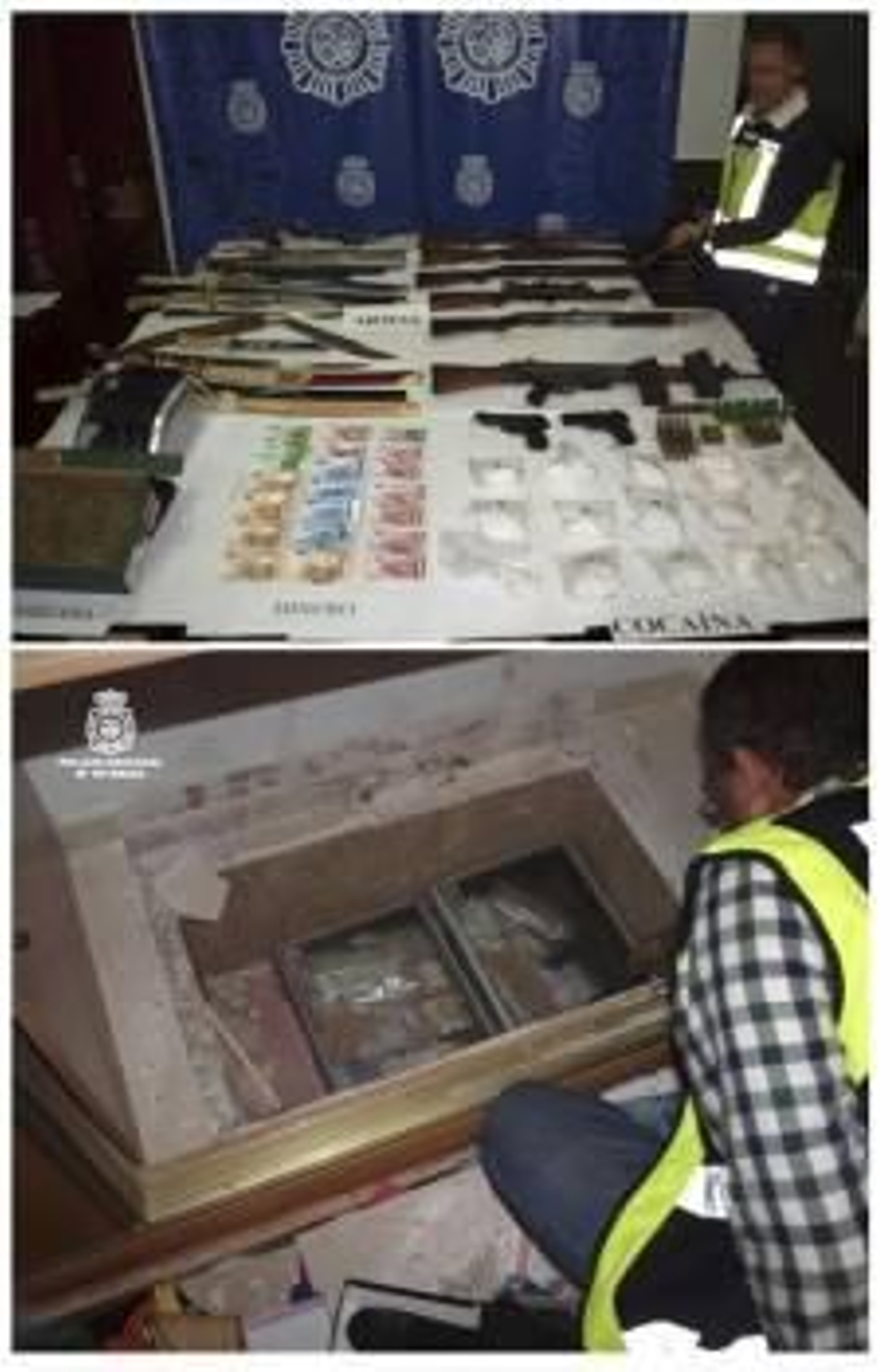 Fotografías facilitadas por la Policía Nacional, que ha hallado 250.000 euros en un zulo descubierto en el interior de una casa de Alicante (Foto: EFE)