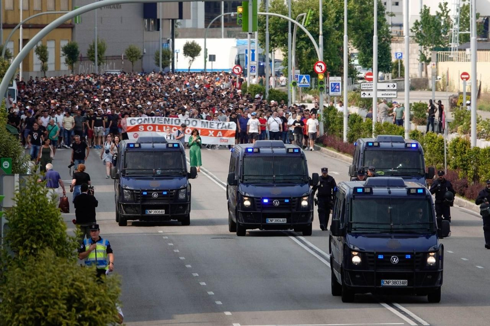 Cuarta jornada de la huelga del metal en Vigo.