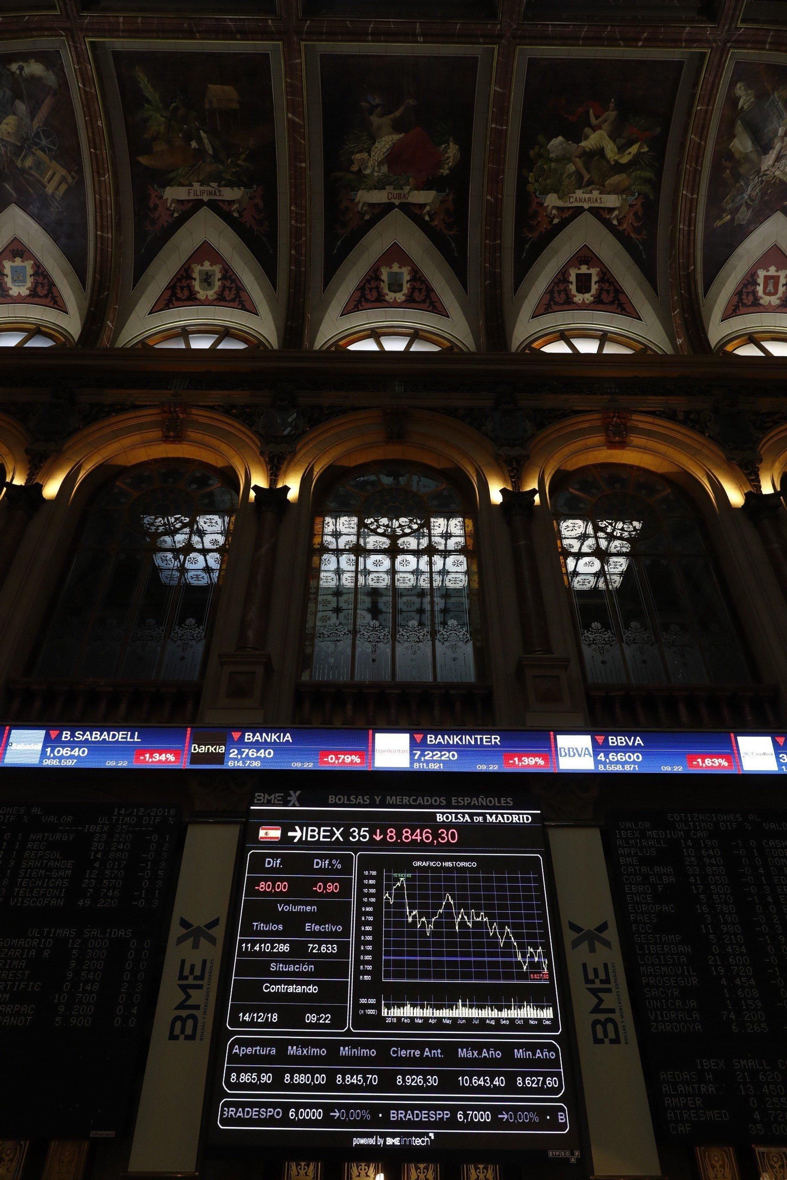 Una reciente sesión del Ibex 35 en la Bolsa de Madrid.