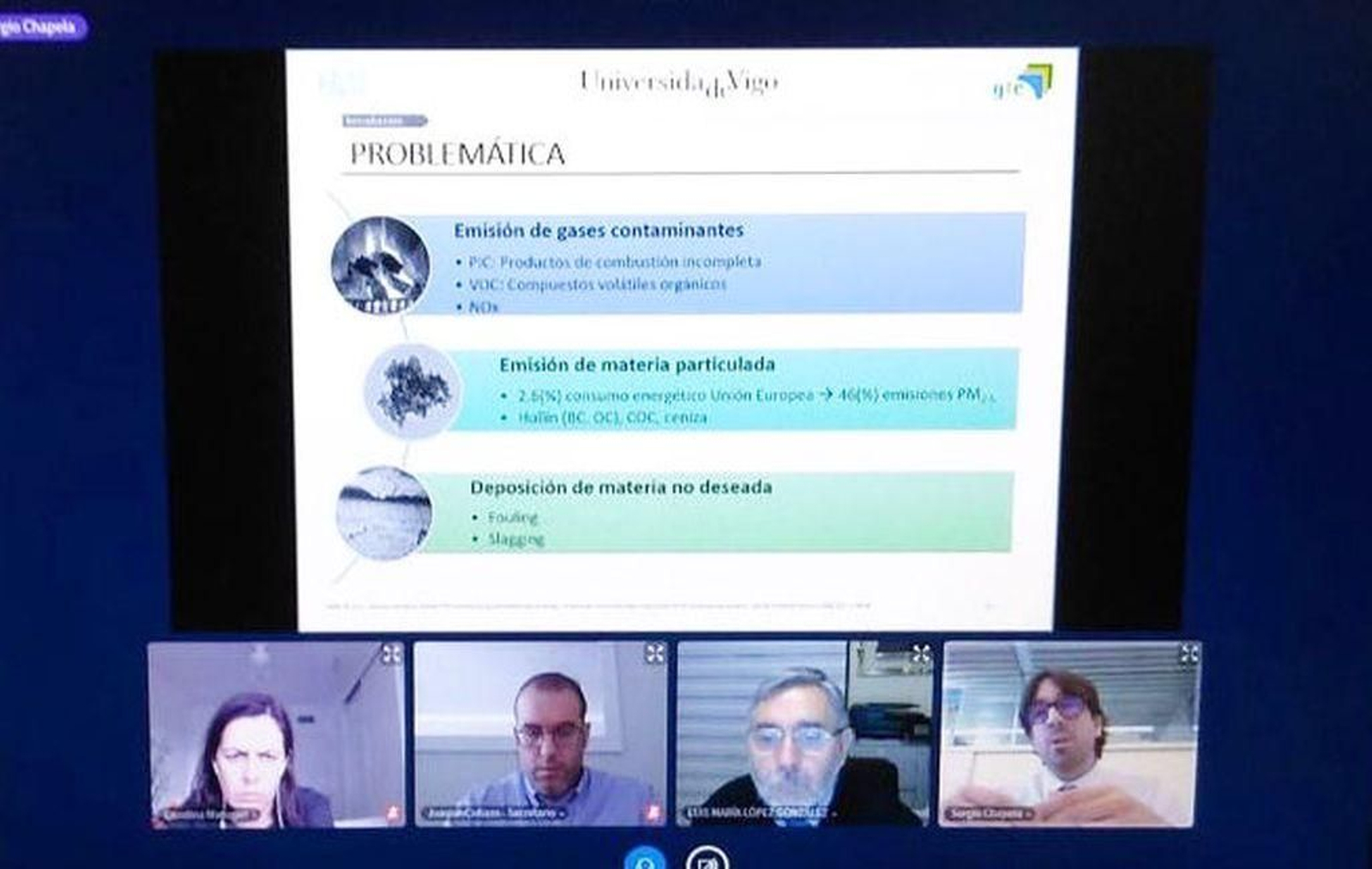 Un momento de la defensa virtual de la tesis doctoral del investigador Sergio Chapela.
