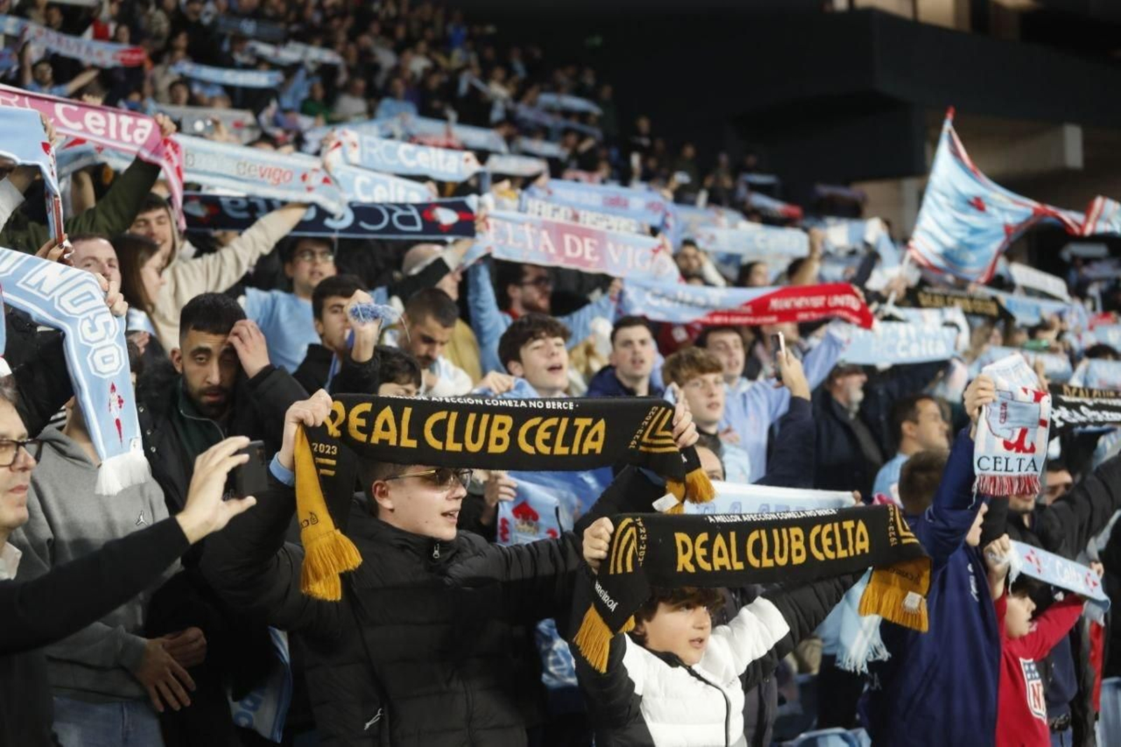 La grada con la afición del Celta.