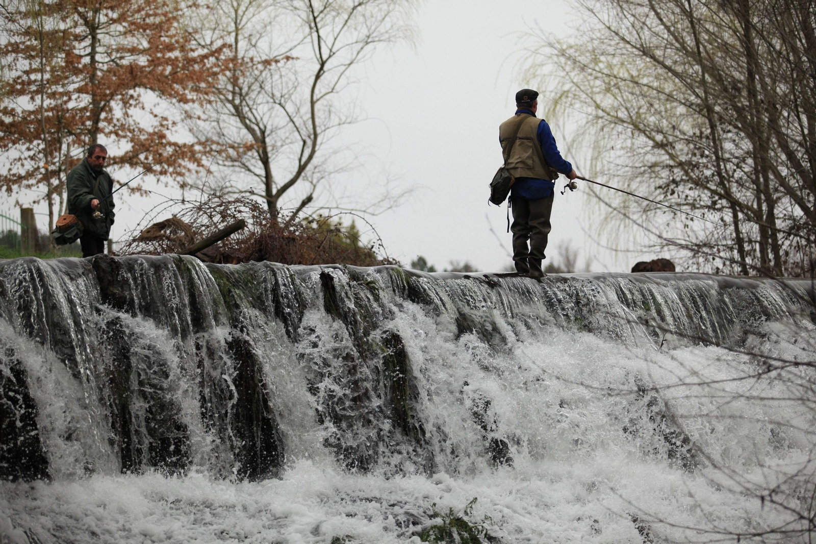 Los ríos bajan muy caudalosos en el comienzo de la temporada de pesca en Galicia.